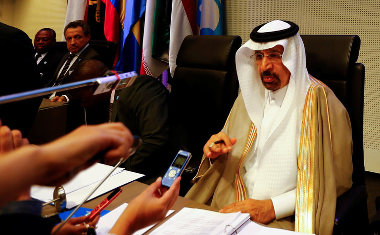 Khalid A. al-Falih, the Saudi energy minister, talked to journalists before an OPEC meeting in Vienna on Thursday 25 May, 2017.