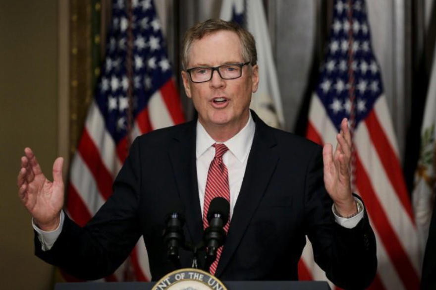 Robert Lighthizer speaks after he was sworn as U.S. Trade Representative during a ceremony at the White House in Washington, U.S. on May 15, 2017.