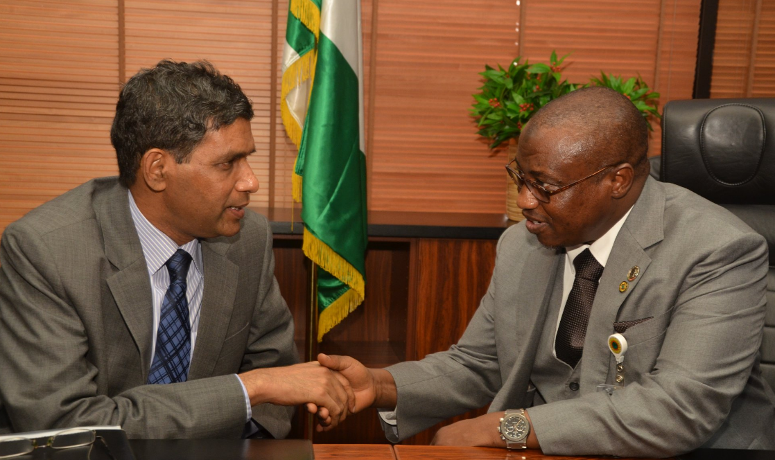 Amb. Nagabushana Reddy, the Indian High Commissioner to Nigeria, and Maikanti Baru, NNPC’s group managing director