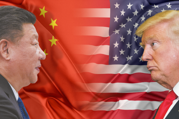 Match photo illustrating China-US face-off
