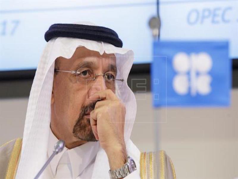 Archive image shows the President of the Opec Conference and Saudi Arabian Energy, Industry and Mineral Resources Minister Khalid Al-Falih listening during a news conference at the Opec HQ, Vienna, Austria, May 25, 2017