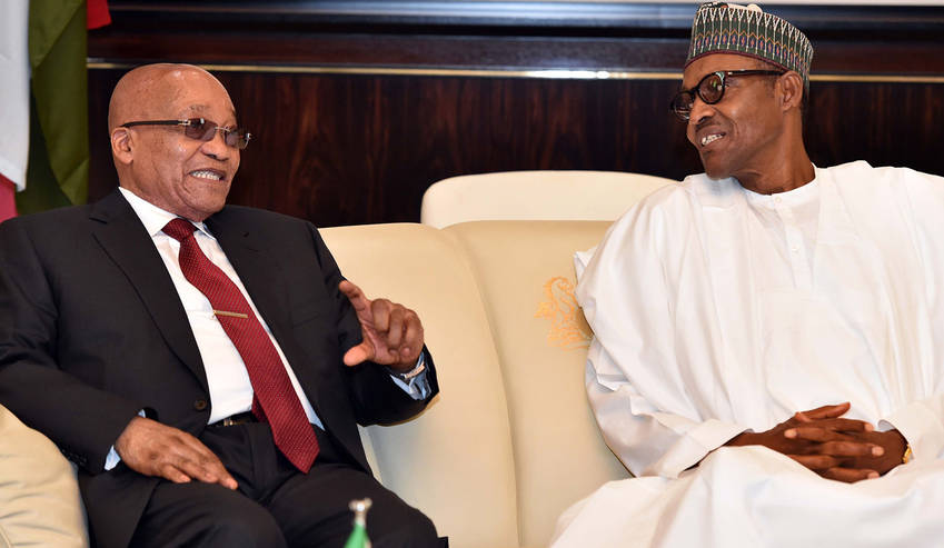 Jacob Zuma, South Africa President and Muhammadu Buhari, Nigeria's 