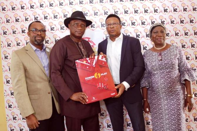 L-R, Dapo Omolade, National Coordinator, Safety Advocacy and Empowerment Foundation, Hakeem Dickson, Director General, Lagos State Safety Commission, Felix Ofulue, Head, Corporate Communications Ikeja Electric and Folashade Lediju, Director of Admin & Human Resources, Lagos State, during the launching of IE proprietary "Power-Play Board Game" ©, at Stadium Junior Secondary School Ifako Ijaiye, Lagos