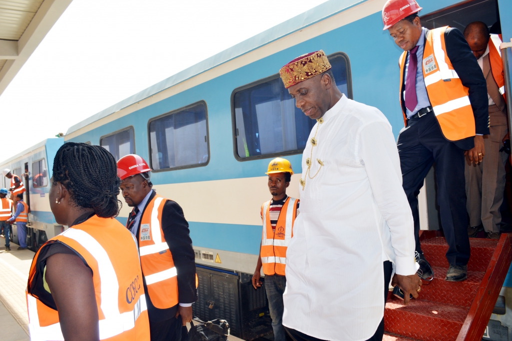 Rotimi Amaechi, the country's transport minister on an inspection tour at the Kaduna-Abuja rail project
