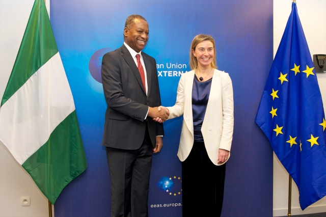 Geoffrey ONYEAMA, Nigerian Minister for Foreign Affairs; and EU's HR Federica MOGHERINI
