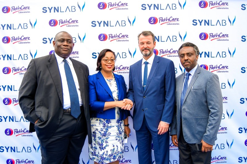 L-R: Dr. Richard Ajayi, Chairman, PathCare Nigeria; Dr. Pamela Ajayi, Managing Director, PathCare Nigeria; Thomas Degott, CEO, Synlab Emerging Markets; Dr. Tolu Adewole, Executive Director, Operations - PathCare Nigeria, at the Press Conference announcing SYNLAB's major acquisition of majority stake in Pathcare Nigeria.