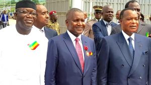 Kayode Fayemi, Nigeria's Minister of Mines and Steel Development; Aliko Dangote, Chairman of Dangote Cement Plc, and Denis Sassou Nguesso, Congo President,