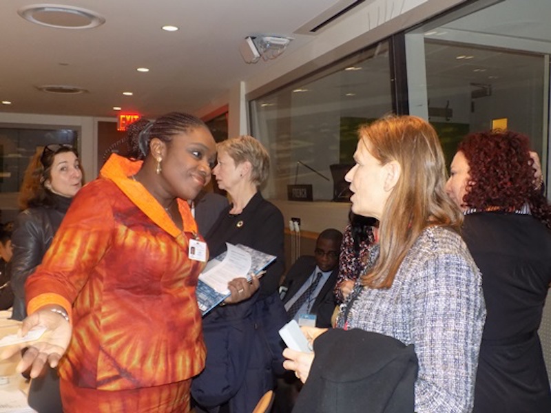 Kemi Adeosun, finance minister exchanging pleasantries at a panel discussion on ‘Revenue Leakages’ at UN Headquarters, New York.