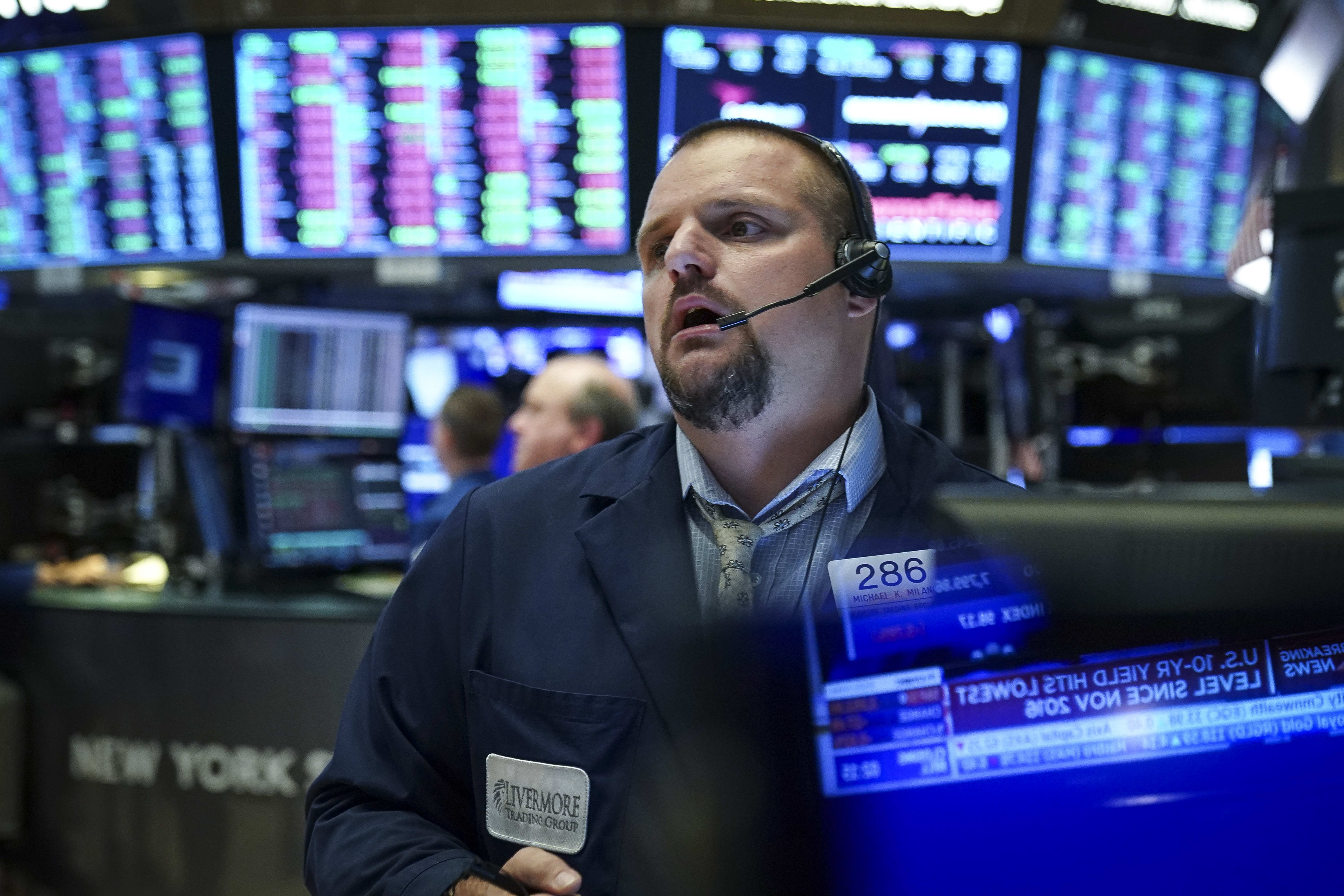 Wall Street falls on global economic growth concerns, Amazon limits losses