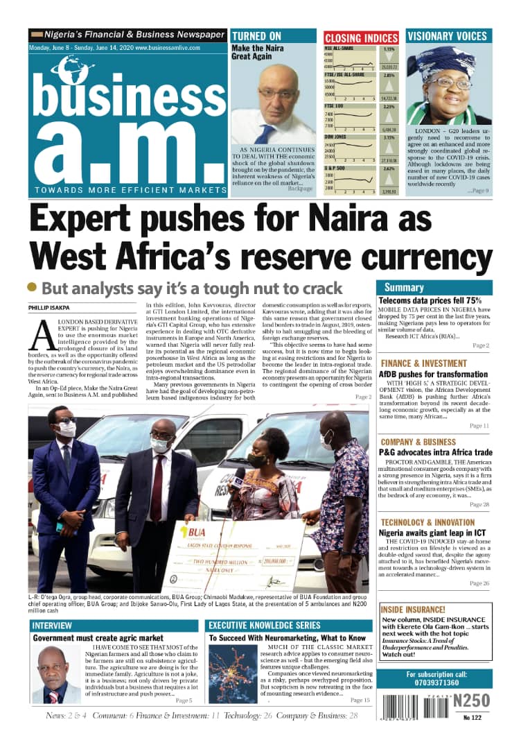 Business a.m. newspaper || Monday – Sunday: 8th – 14th June 2020