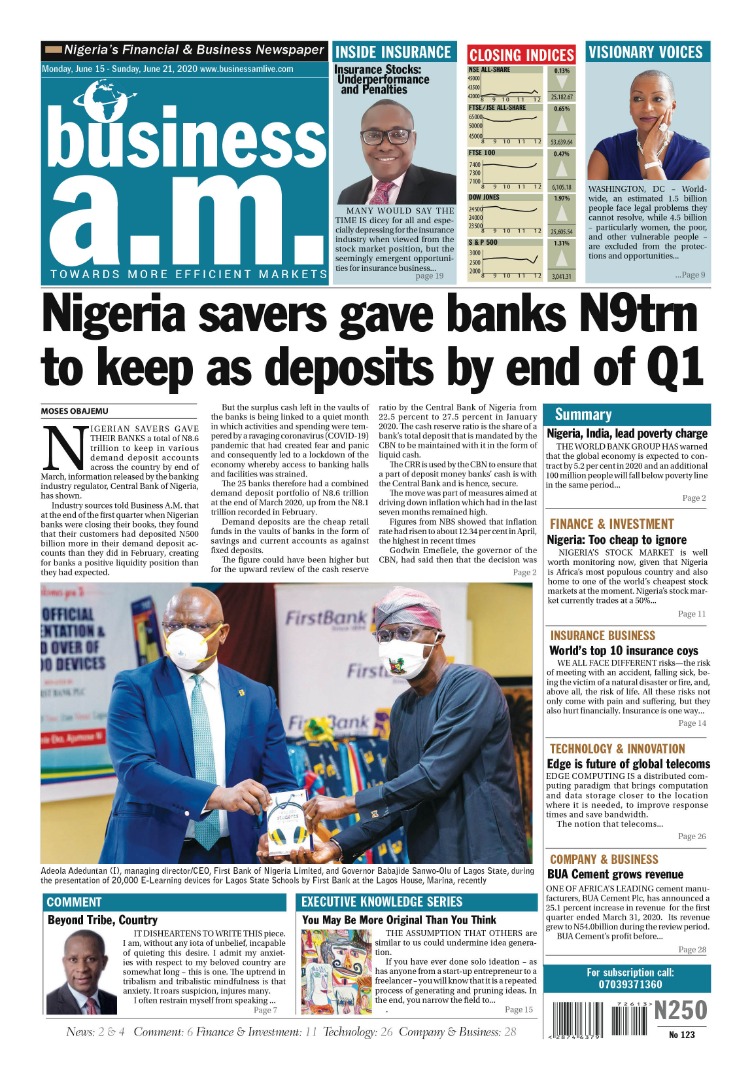 Business a.m. newspaper || Monday – Sunday: 15th – 21st June 2020